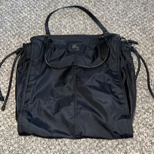 Burberry check buckleigh packable black nylon tote